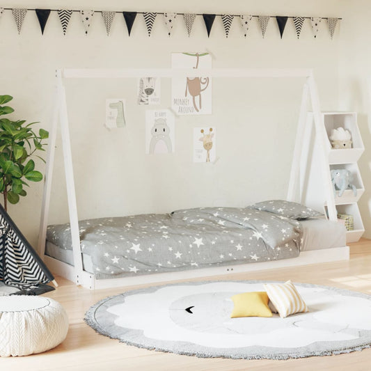 vidaXL Estructura de cama para niños madera de pino blanco 90x200 cm