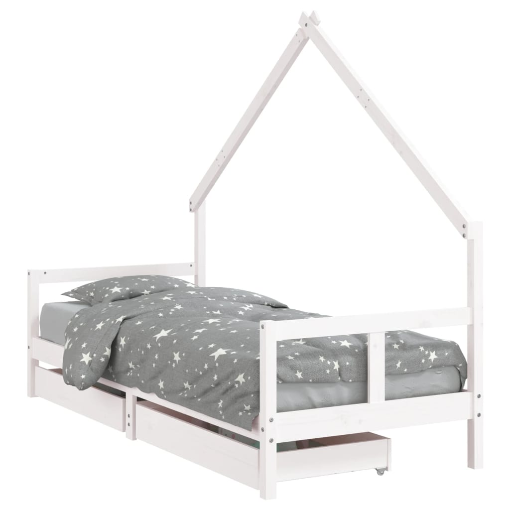 vidaXL Estructura cama niños con cajones madera pino blanco 80x200 cm