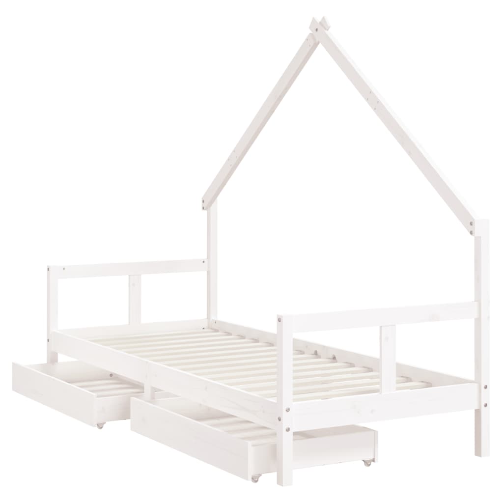 vidaXL Estructura cama niños con cajones madera pino blanco 80x200 cm