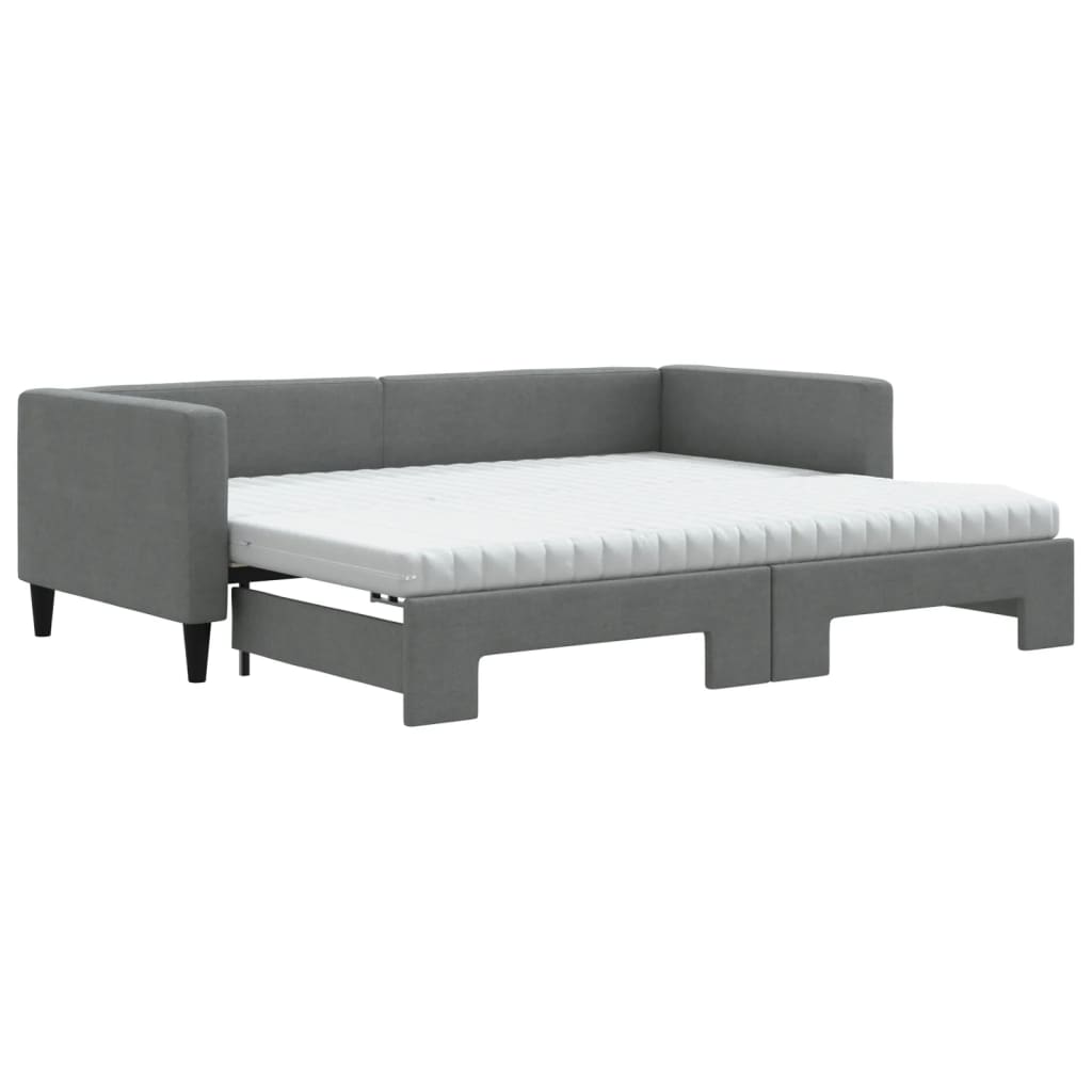 vidaXL Sofá cama nido con colchón tela gris oscuro 90x200 cm