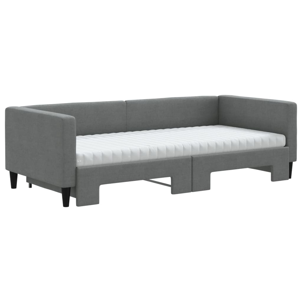 vidaXL Sofá cama nido con colchón tela gris oscuro 90x200 cm