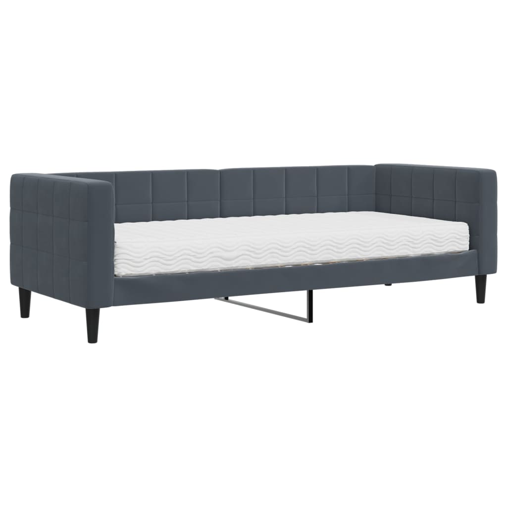 vidaXL Sofá cama con colchón terciopelo gris oscuro 80x200 cm