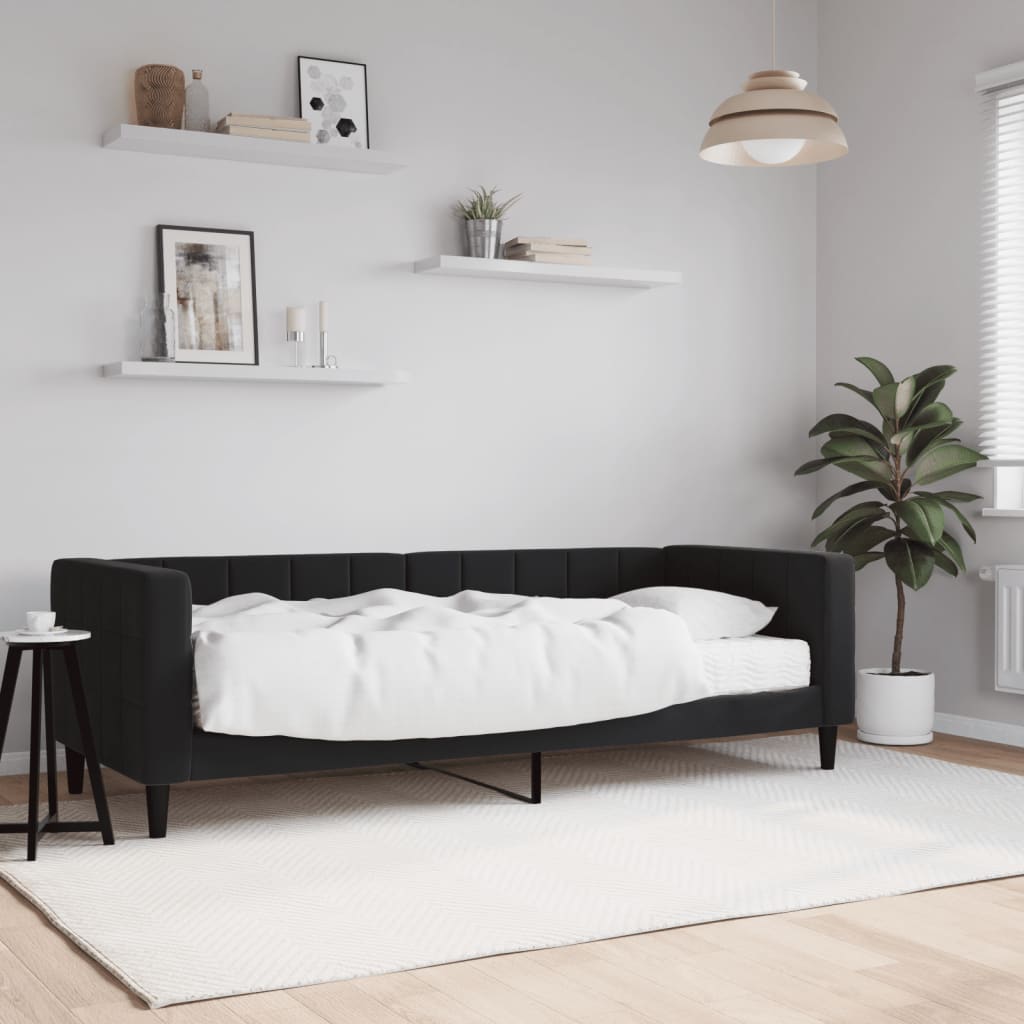 vidaXL Sofá cama con colchón terciopelo negro 80x200 cm