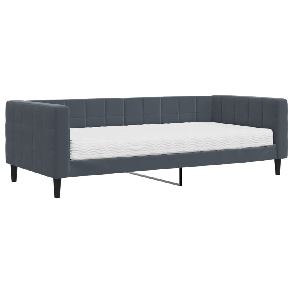 vidaXL Sofá cama con colchón terciopelo gris oscuro 90x200 cm