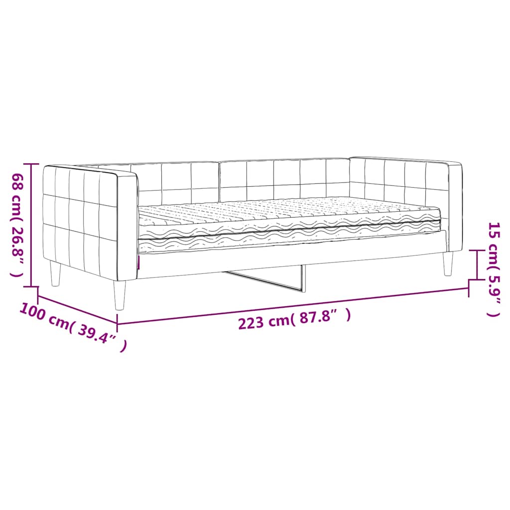 vidaXL Sofá cama con colchón terciopelo gris oscuro 90x200 cm