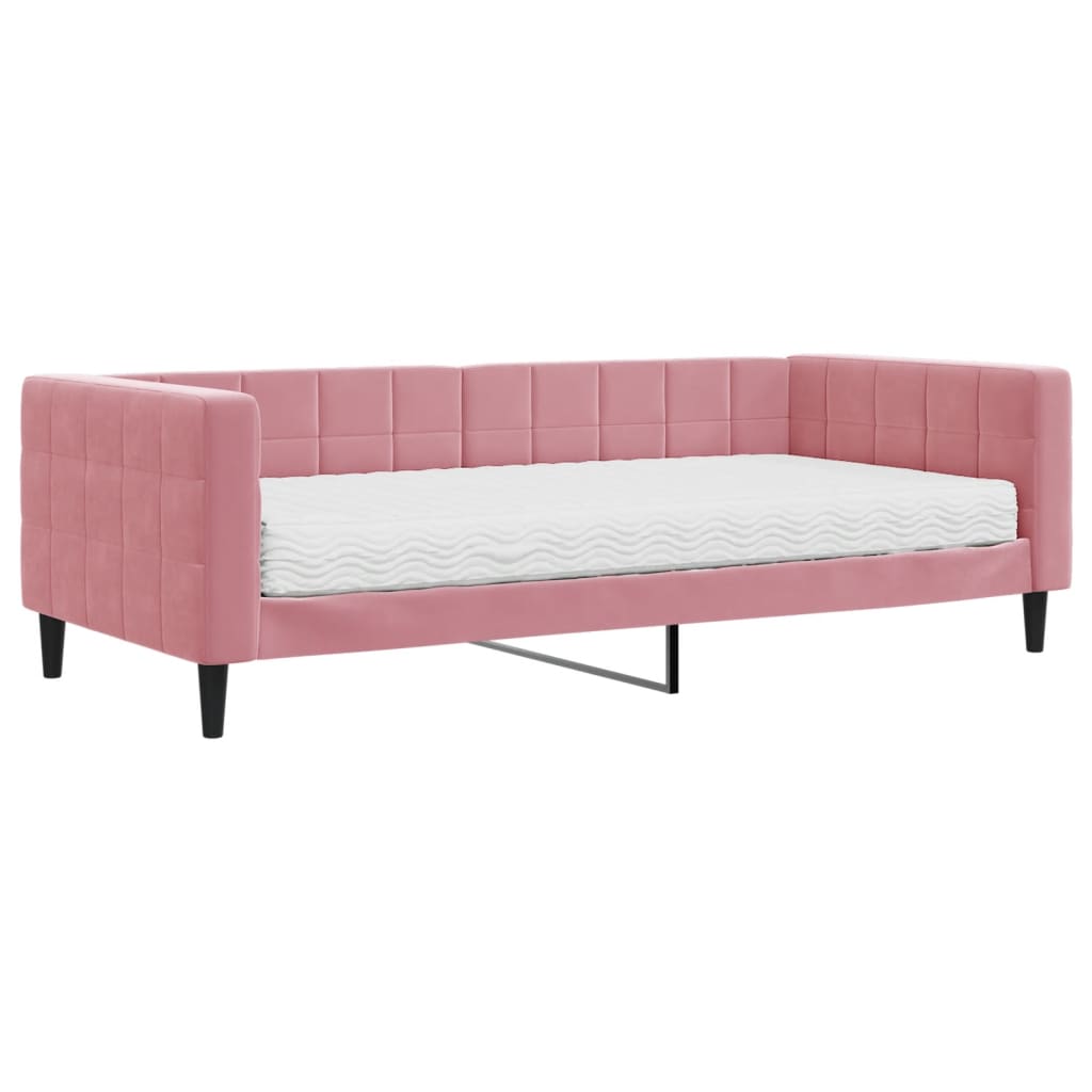 vidaXL Sofá cama con colchón terciopelo rosa 90x200 cm