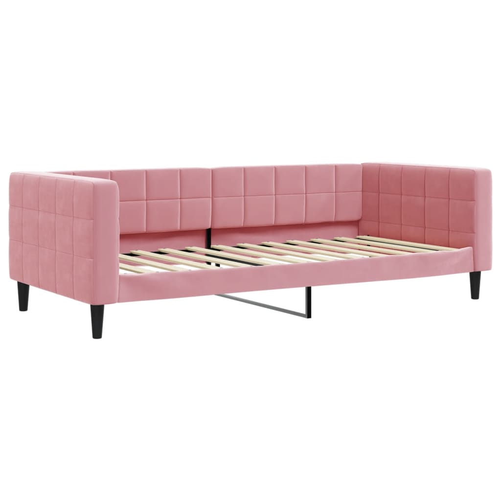 vidaXL Sofá cama con colchón terciopelo rosa 90x200 cm