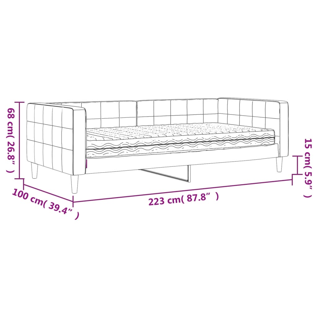 vidaXL Sofá cama con colchón terciopelo rosa 90x200 cm