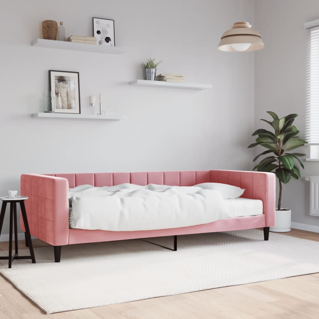 vidaXL Sofá cama con colchón terciopelo rosa 90x200 cm