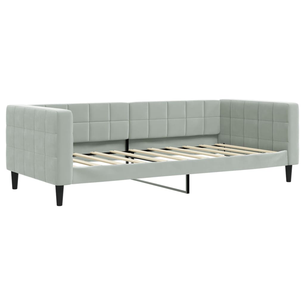 vidaXL Sofá cama con colchón terciopelo gris claro 90x190 cm