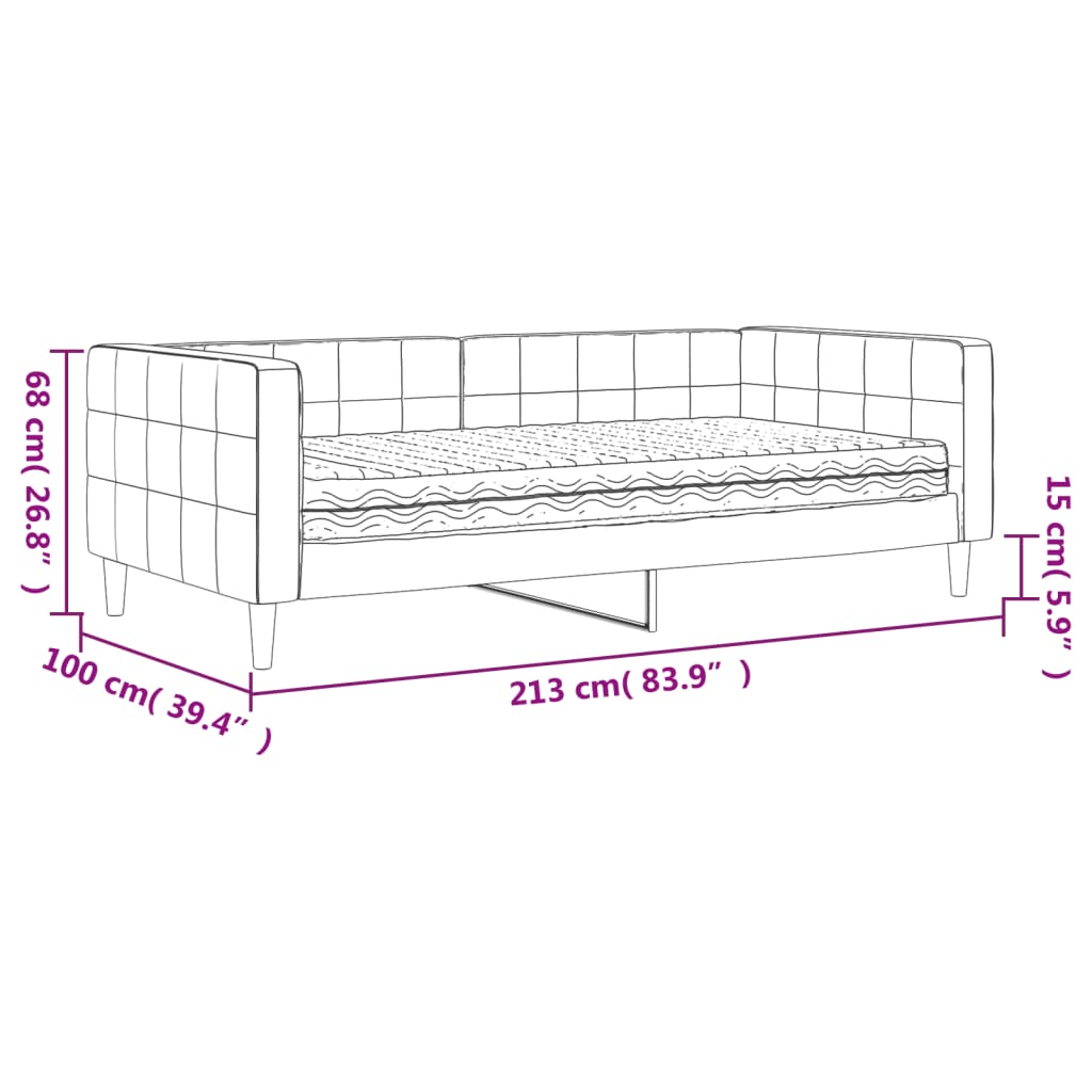 vidaXL Sofá cama con colchón terciopelo gris claro 90x190 cm