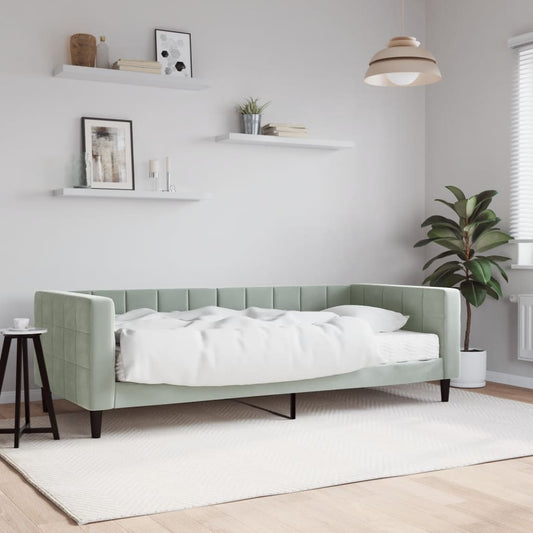 vidaXL Sofá cama con colchón terciopelo gris claro 90x190 cm