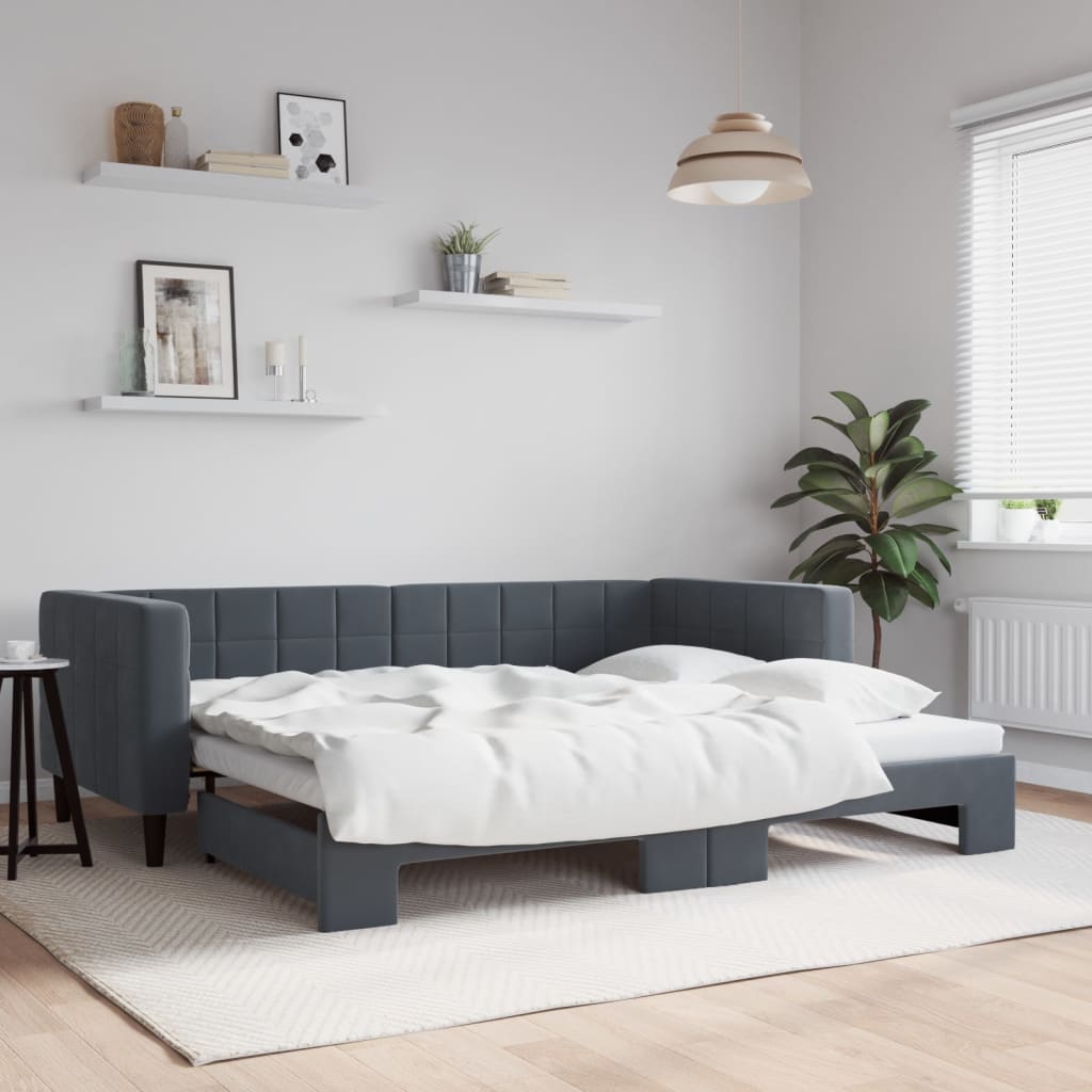 vidaXL Sofá cama nido terciopelo gris oscuro 90x200 cm