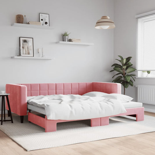 vidaXL Sofá cama nido terciopelo rosa 90x200 cm