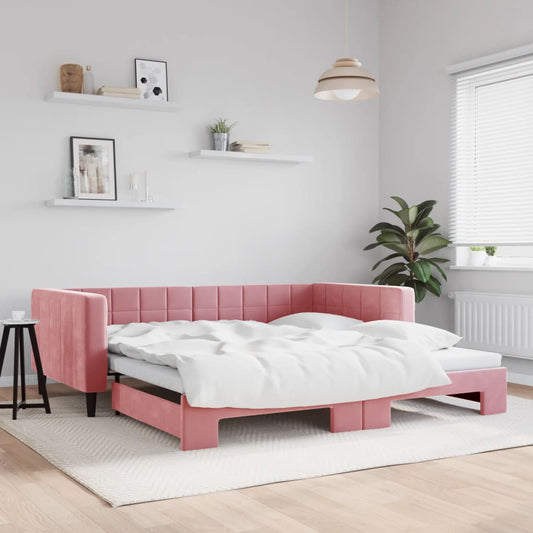 vidaXL Sofá cama nido terciopelo rosa 100x200 cm