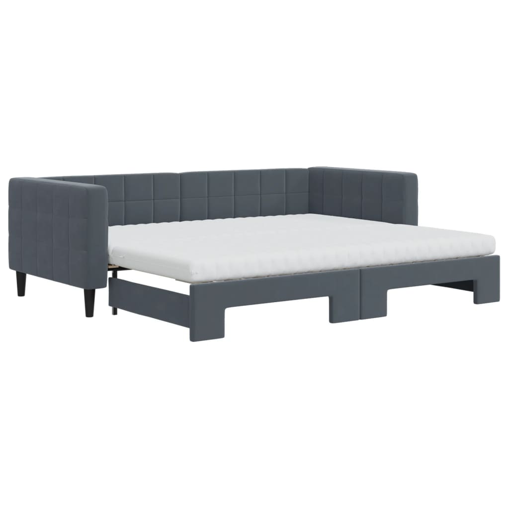 vidaXL Sofá cama nido con colchón terciopelo gris oscuro 90x200 cm