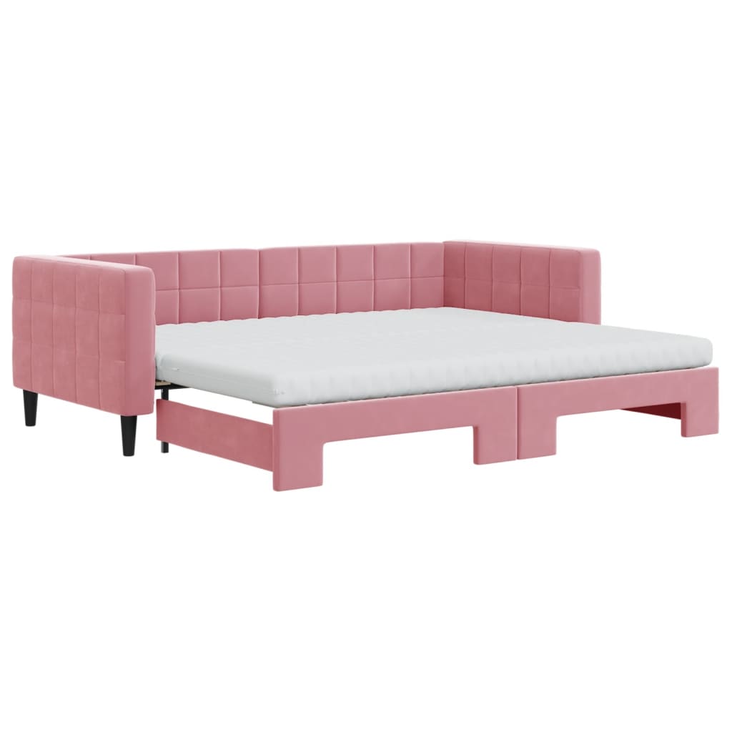 vidaXL Sofá cama nido con colchón terciopelo rosa 90x200 cm