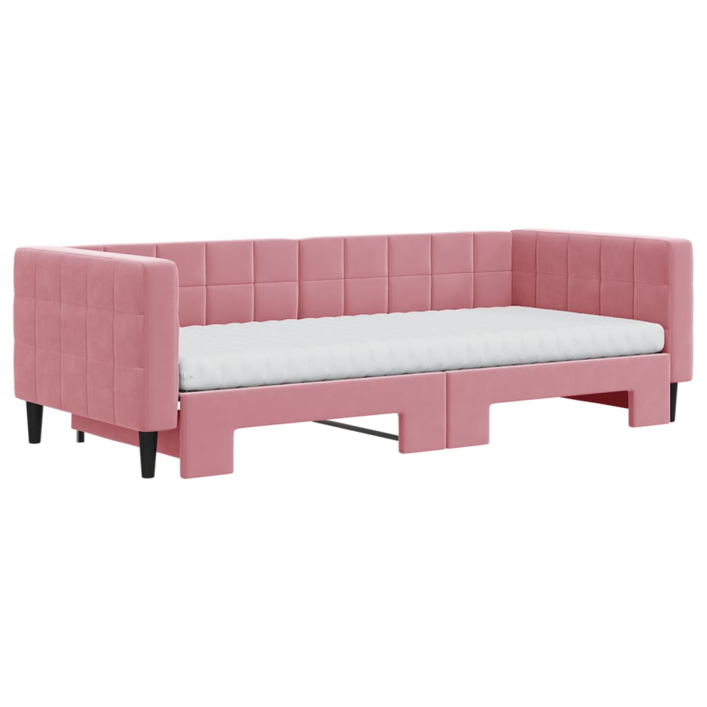 vidaXL Sofá cama nido con colchón terciopelo rosa 90x200 cm