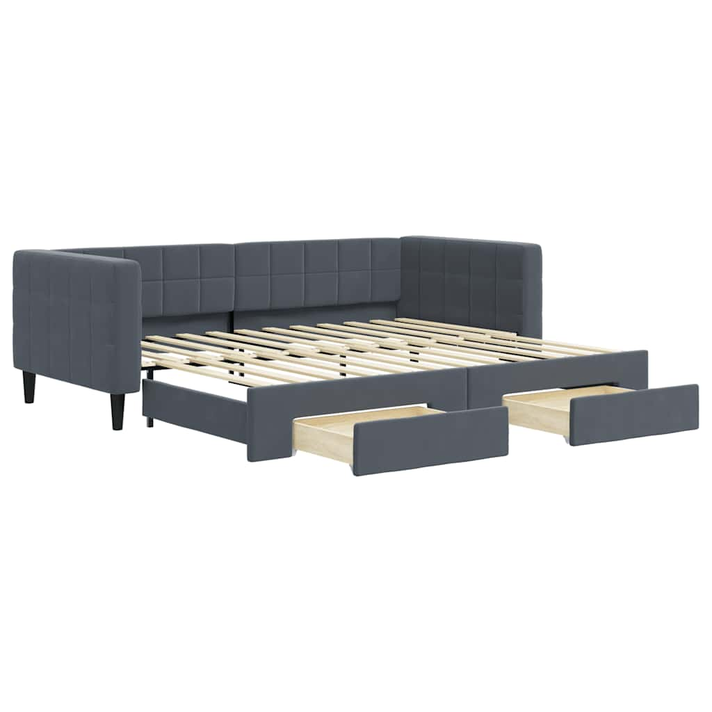 vidaXL Sofá cama nido con cajones terciopelo gris oscuro 90x200 cm