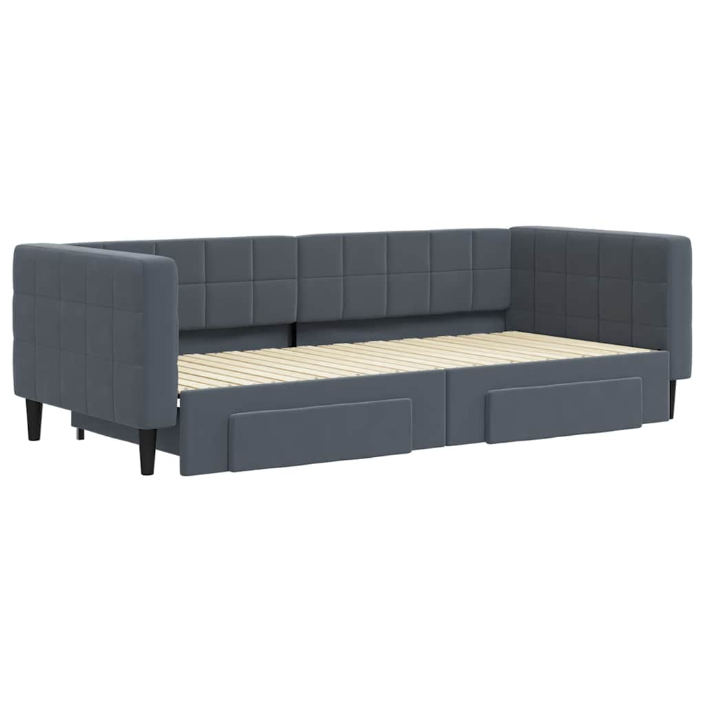 vidaXL Sofá cama nido con cajones terciopelo gris oscuro 90x200 cm