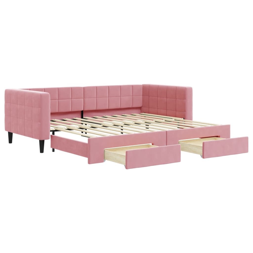 vidaXL Sofá cama nido con cajones terciopelo rosa 90x200 cm