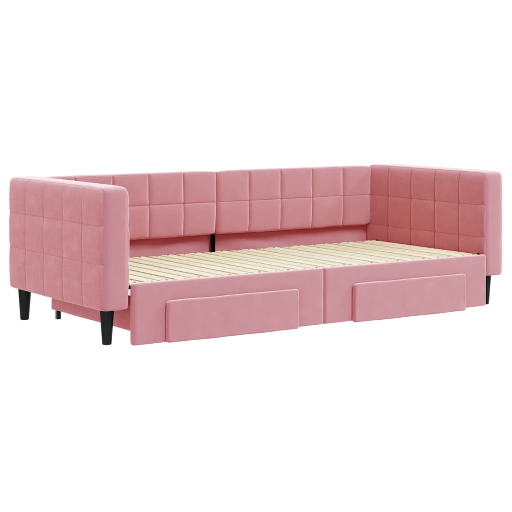 vidaXL Sofá cama nido con cajones terciopelo rosa 90x200 cm