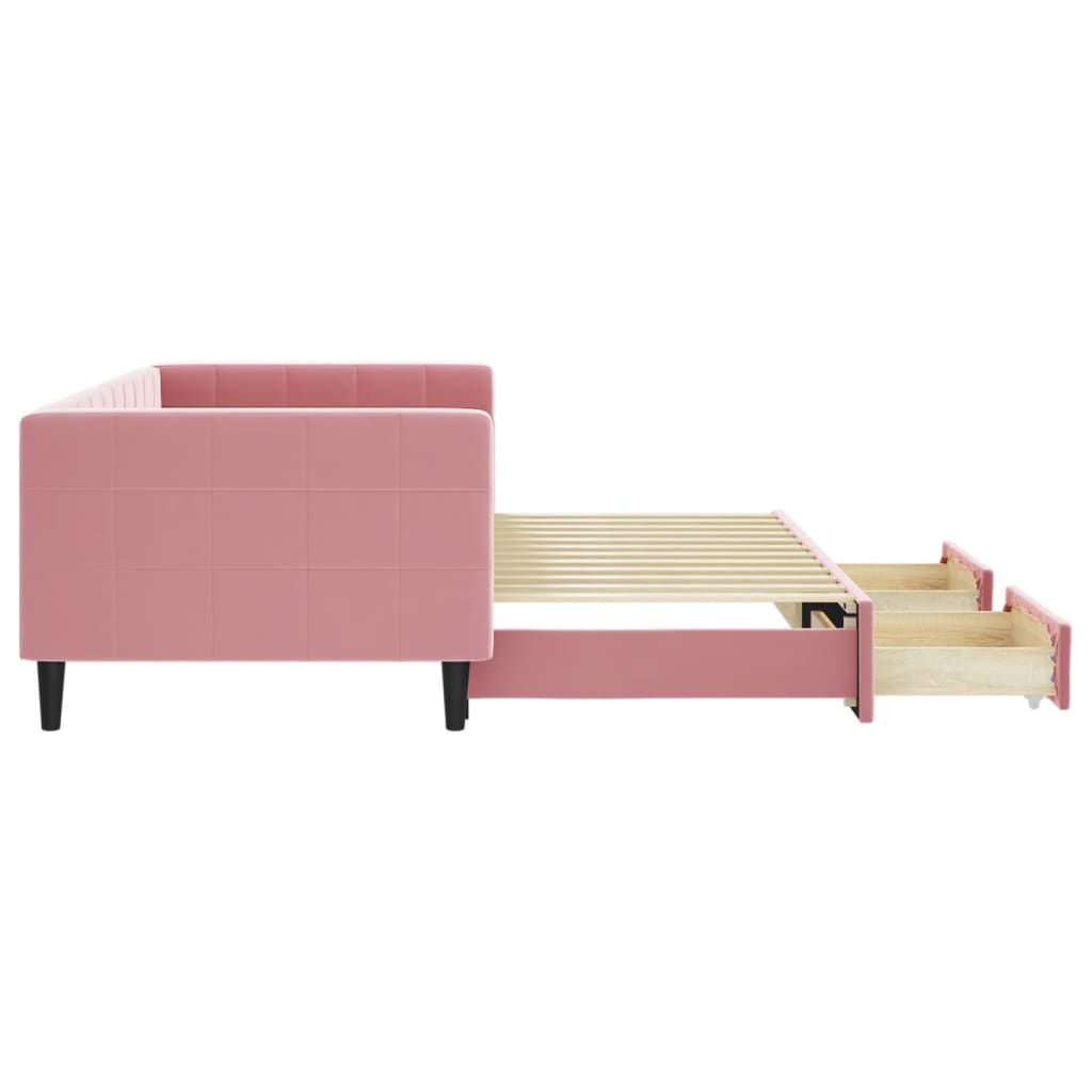 vidaXL Sofá cama nido con cajones terciopelo rosa 90x200 cm