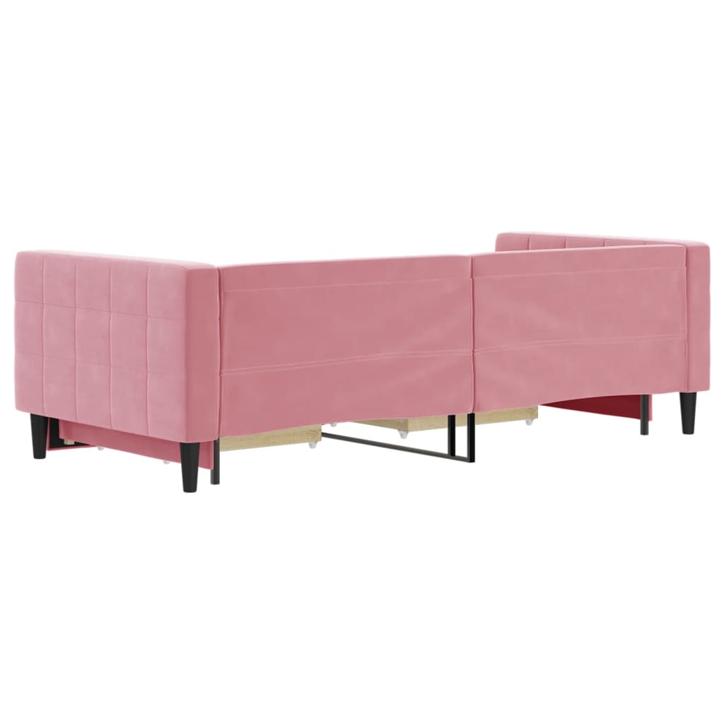 vidaXL Sofá cama nido con cajones terciopelo rosa 90x200 cm