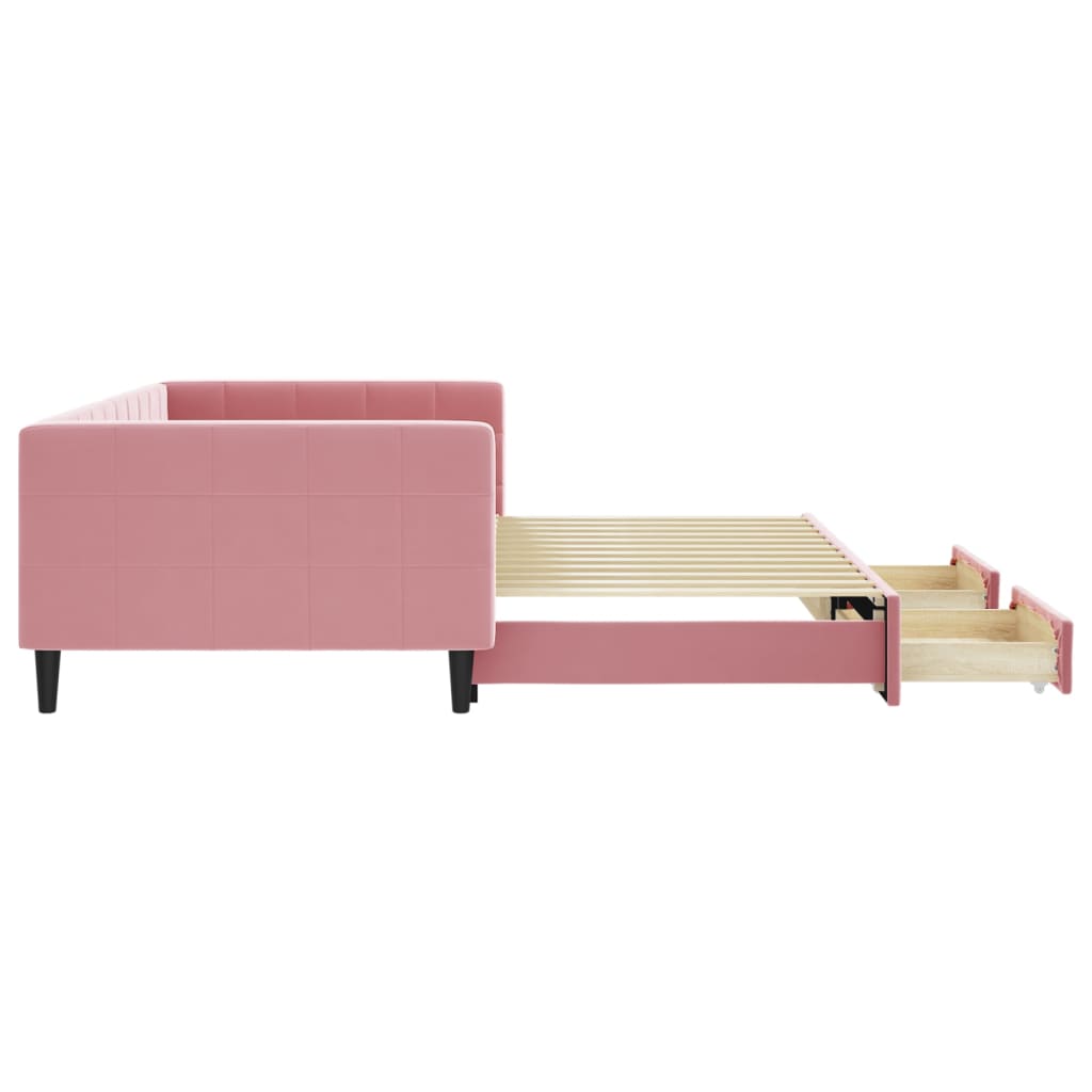 vidaXL Sofá cama nido con cajones terciopelo rosa 100x200 cm