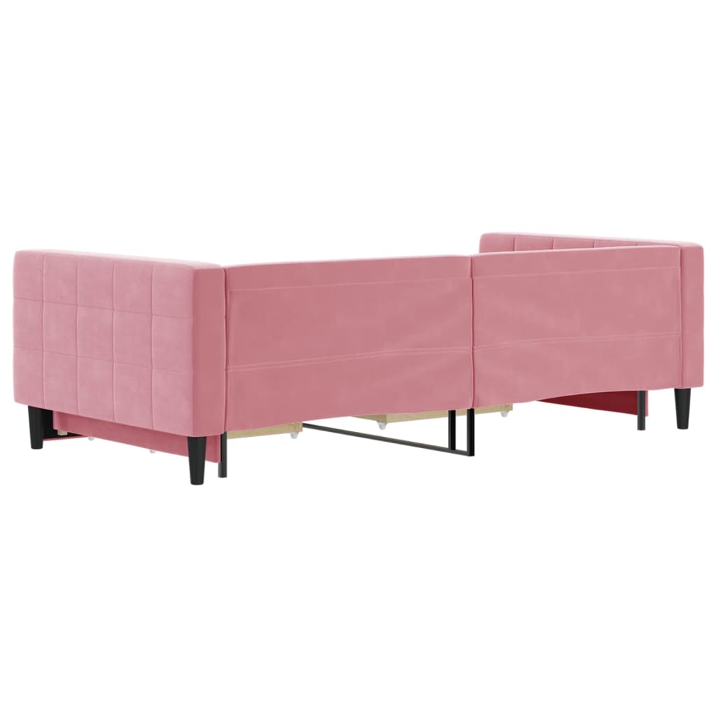 vidaXL Sofá cama nido con cajones terciopelo rosa 100x200 cm