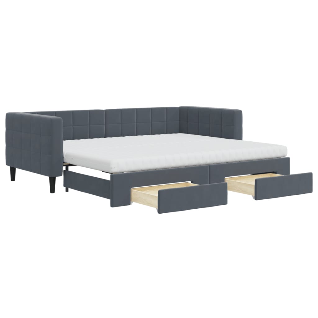 vidaXL Sofá cama nido con cajones terciopelo gris oscuro 90x200 cm