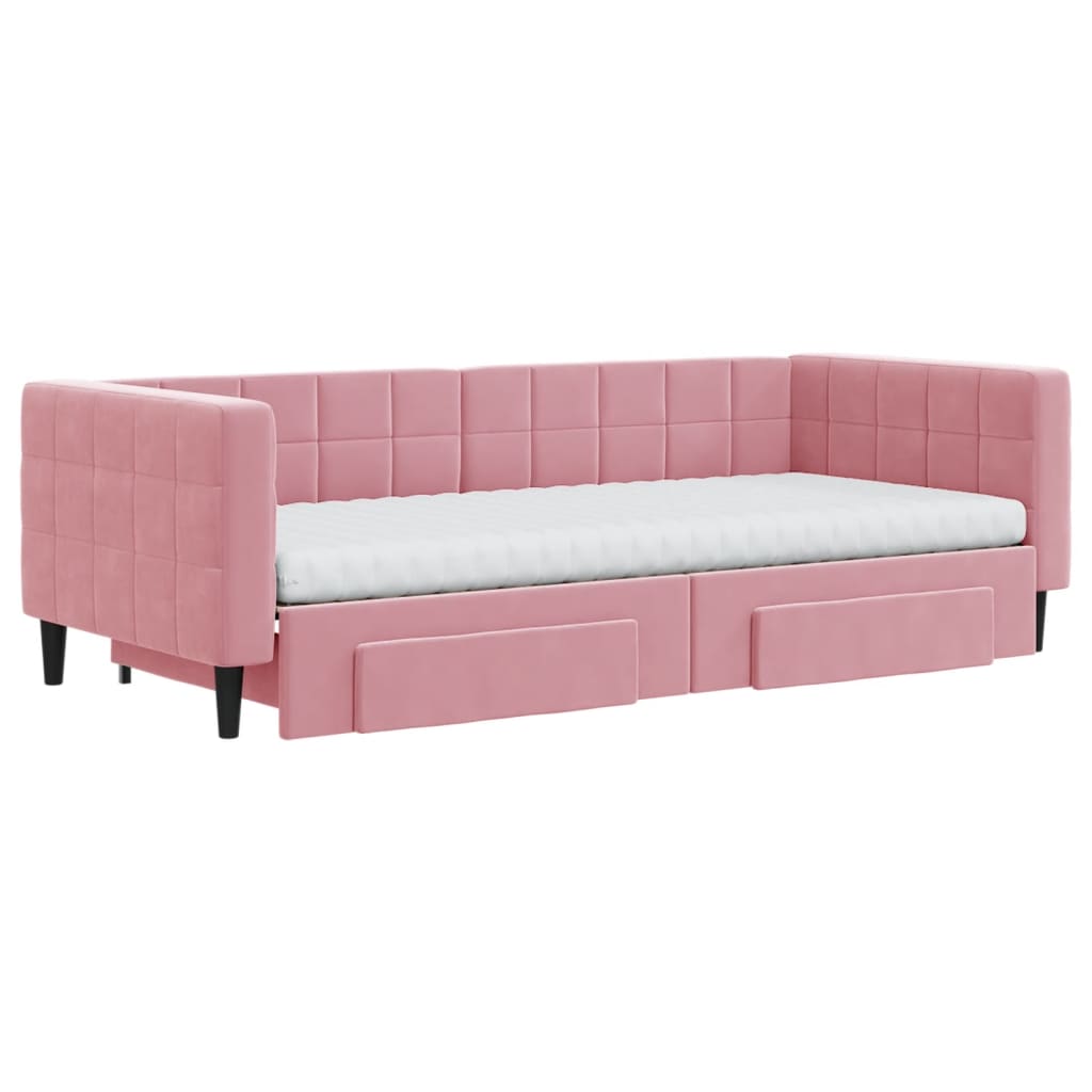 vidaXL Sofá cama nido con cajones terciopelo rosa 90x200 cm