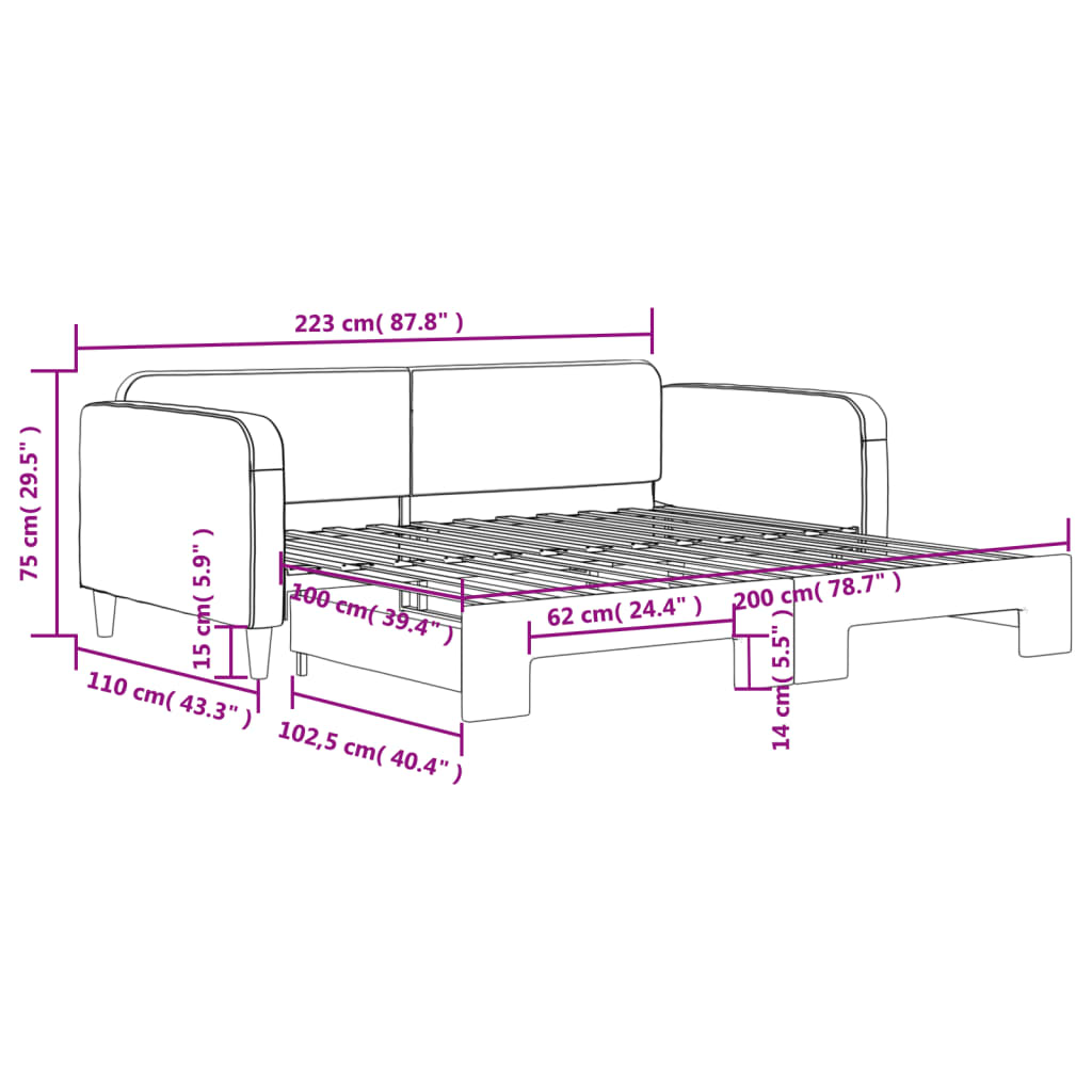 vidaXL Sofá cama nido tela crema 100x200 cm