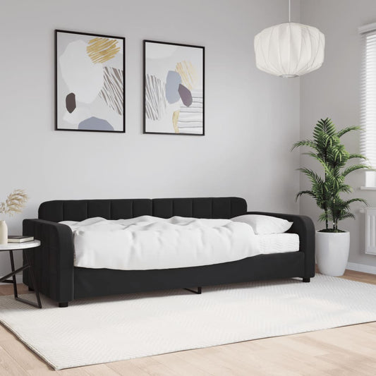 vidaXL Sofá cama con colchón terciopelo negro 80x200 cm