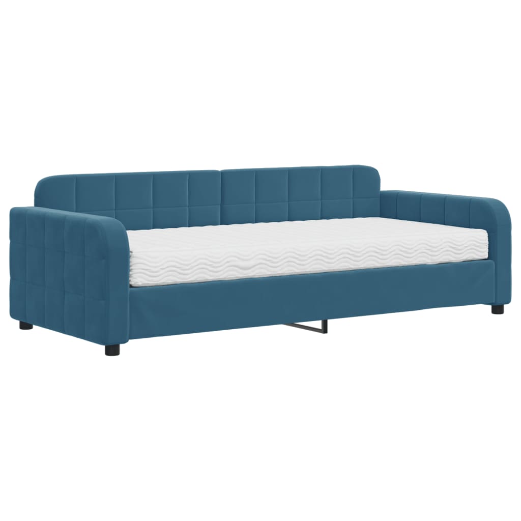 vidaXL Sofá cama con colchón terciopelo azul 90x200 cm