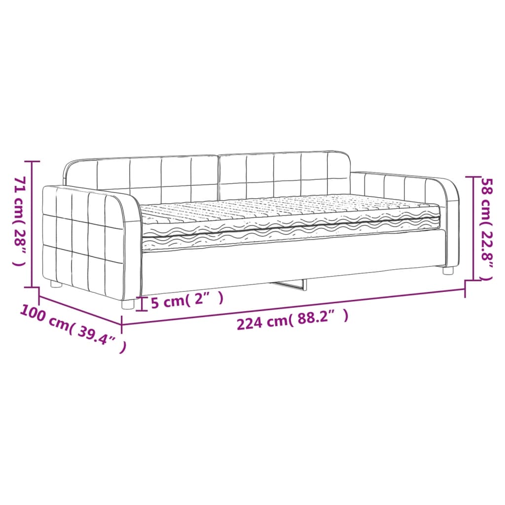 vidaXL Sofá cama con colchón terciopelo azul 90x200 cm