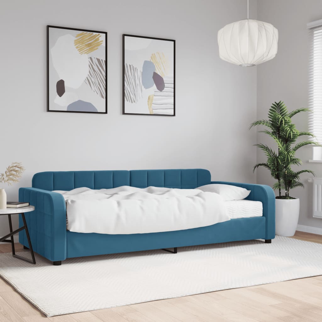 vidaXL Sofá cama con colchón terciopelo azul 90x200 cm