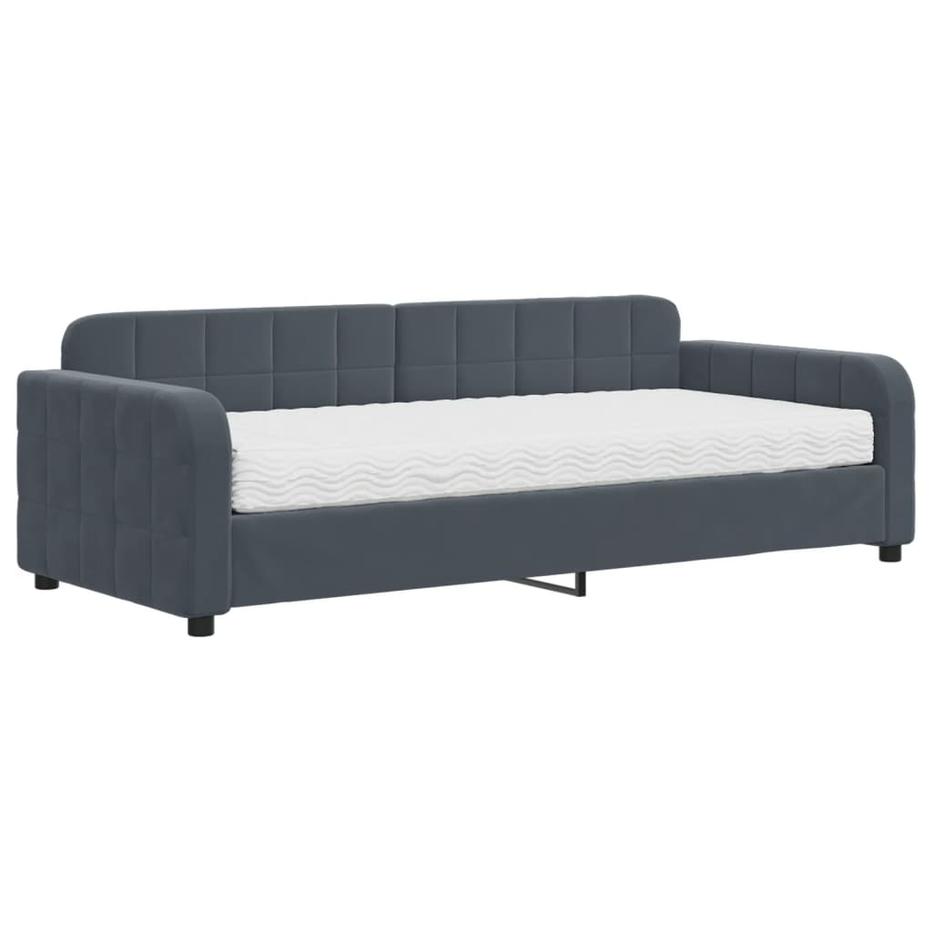 vidaXL Sofá cama con colchón terciopelo gris oscuro 90x200 cm