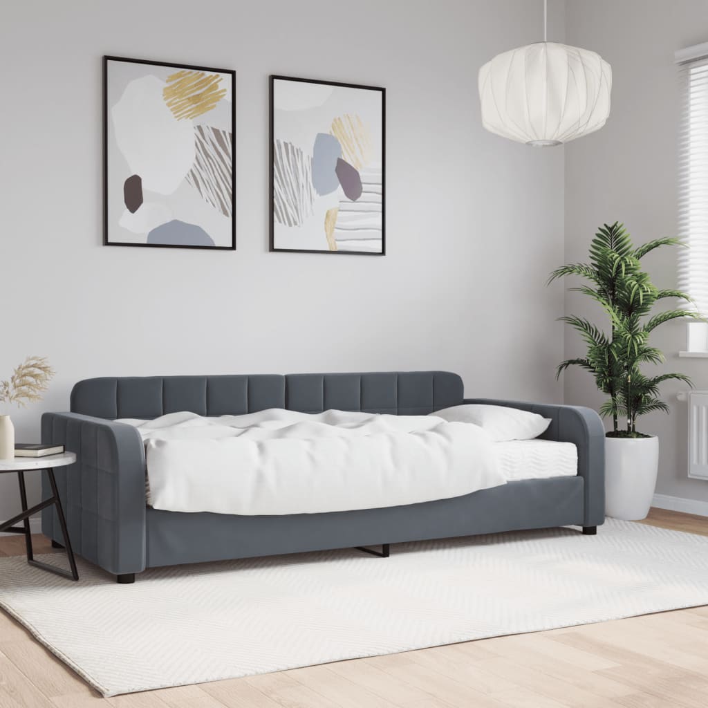 vidaXL Sofá cama con colchón terciopelo gris oscuro 90x200 cm