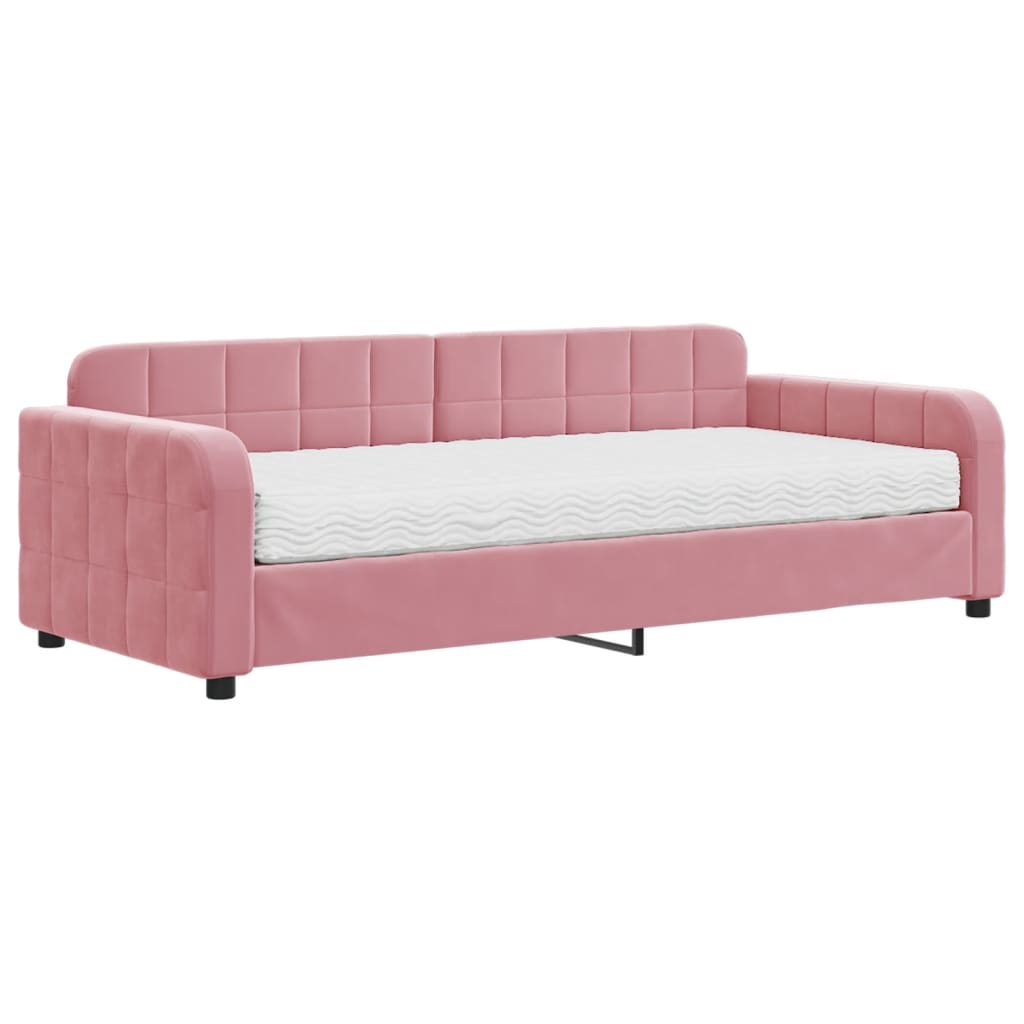 vidaXL Sofá cama con colchón terciopelo rosa 90x200 cm