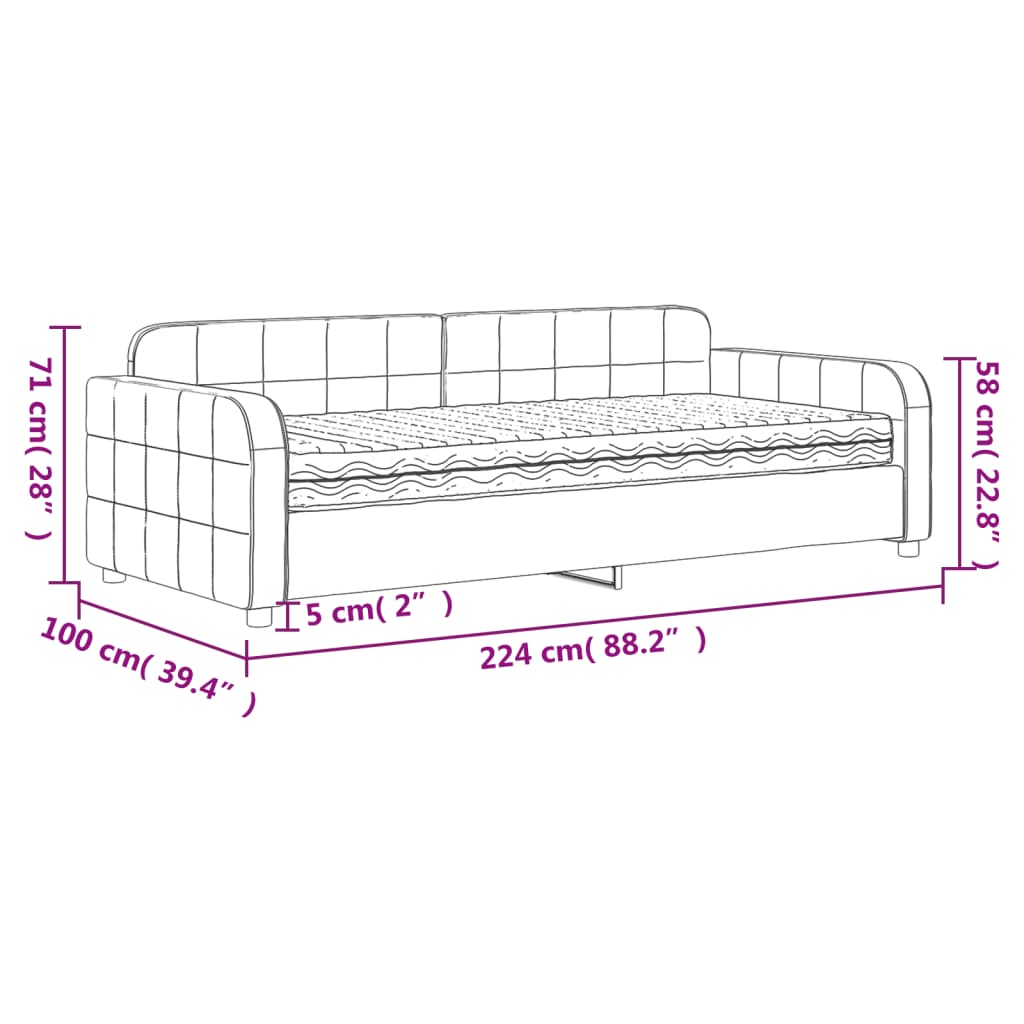 vidaXL Sofá cama con colchón terciopelo rosa 90x200 cm