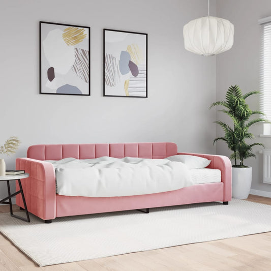 vidaXL Sofá cama con colchón terciopelo rosa 90x200 cm