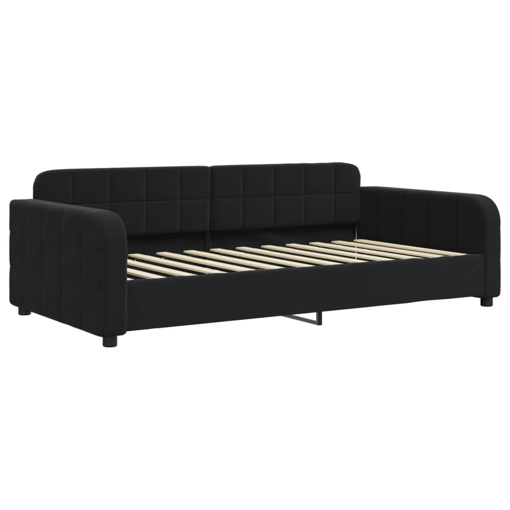 vidaXL Sofá cama con colchón terciopelo negro 90x200 cm