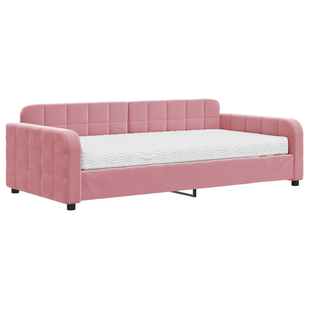 vidaXL Sofá cama con colchón terciopelo rosa 100x200 cm