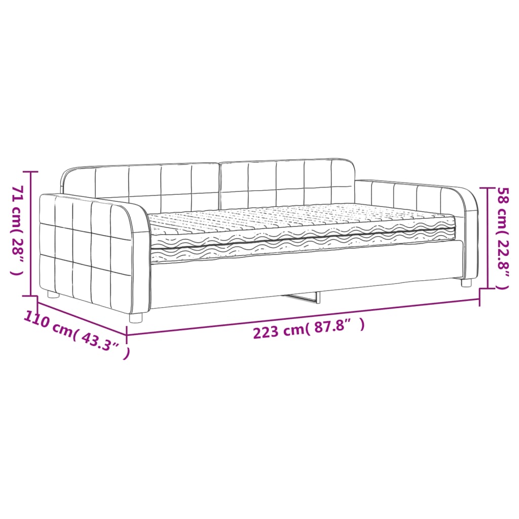 vidaXL Sofá cama con colchón terciopelo rosa 100x200 cm