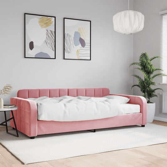 vidaXL Sofá cama con colchón terciopelo rosa 100x200 cm