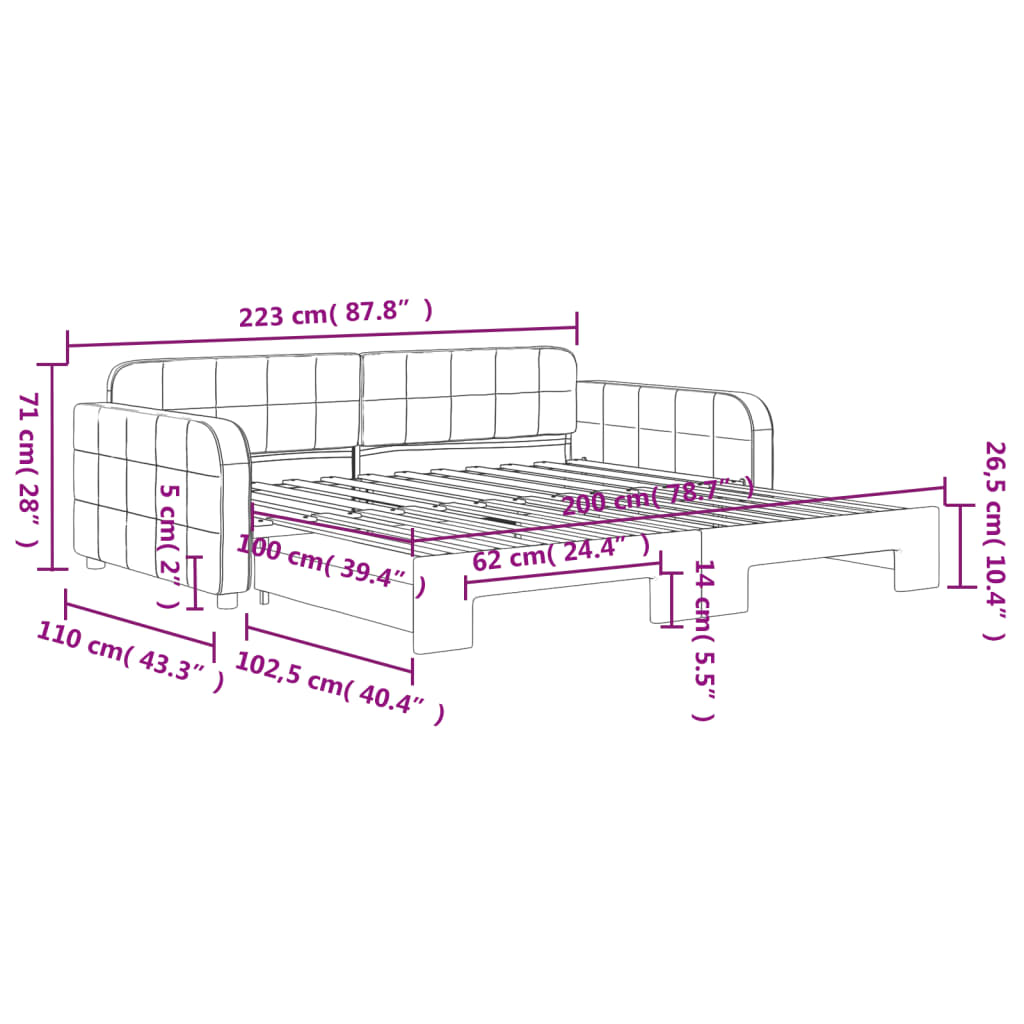 vidaXL Sofá cama nido terciopelo azul 100x200 cm