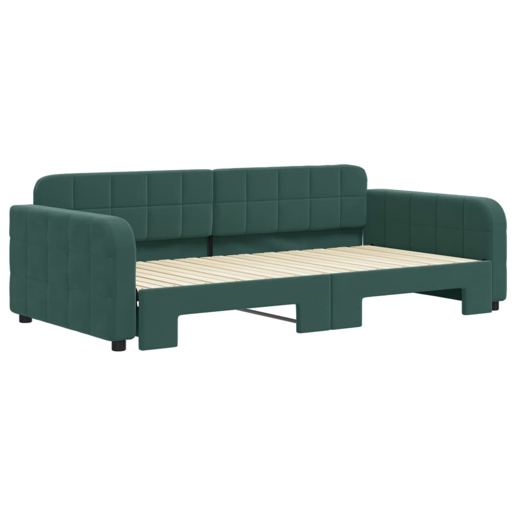 vidaXL Sofá cama nido terciopelo verde oscuro 100x200 cm