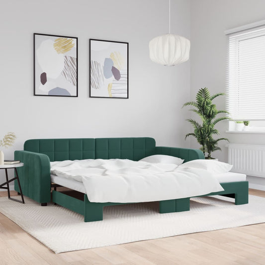 vidaXL Sofá cama nido terciopelo verde oscuro 100x200 cm