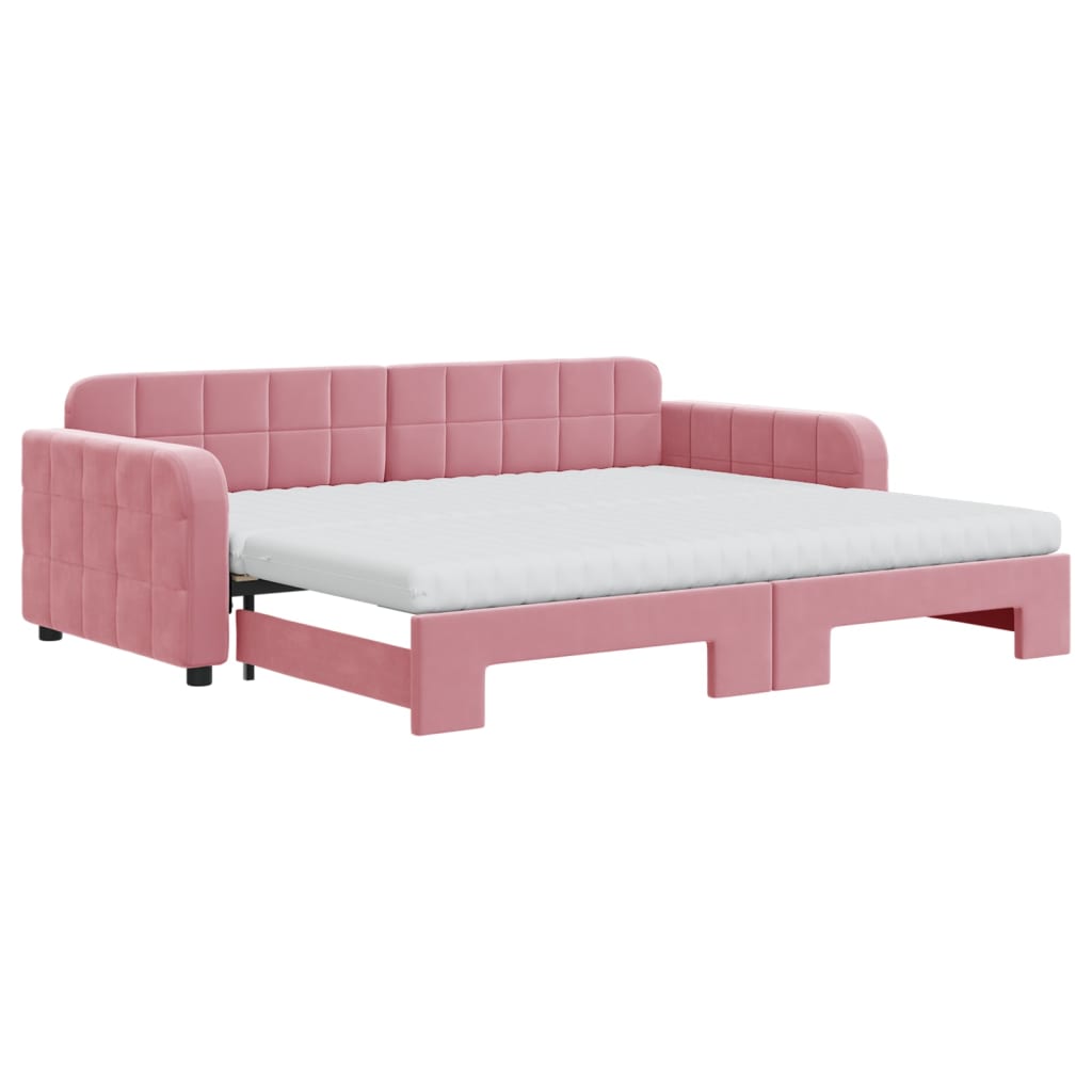 vidaXL Sofá cama nido con colchón terciopelo rosa 90x200 cm